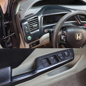 适用于本田九代思域桃木内饰改装9代9.5代中控门扶手方向盘装饰贴