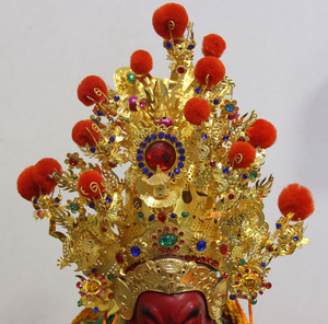 宗教道教天龙绣品关公帽关圣帝君帽关羽合金帽神明关帝头冠供品