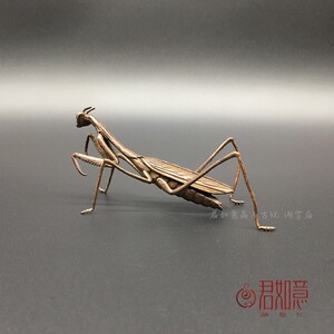 小摆件铜小螳螂茶宠昆虫铜雕件铜虫子双刀仿真螳螂_阿里巴巴找货神器