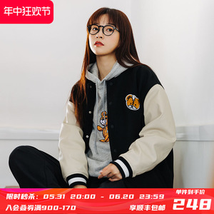 【5.2折】PSO Brand小熊刺绣棒球服男女潮牌夹棉外套情侣棉服夹克