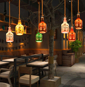 创意个性复古餐厅酒吧吧台树脂灯清吧休闲KTV奶茶店酒瓶装饰吊灯