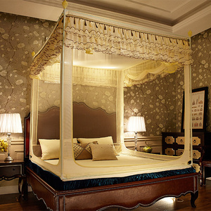 宝宝防摔掉坐床蚊帐1.8m/1.5m床三开门双单人家用方顶加密蒙古包