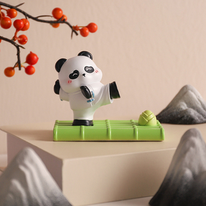 可爱熊猫手机支架办公室桌面装饰工位解压小摆件周边文创实用礼物