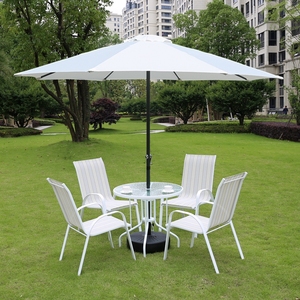 户外桌椅白色庭院太阳伞室外花园室外花园阳台铁艺桌椅家具太阳伞