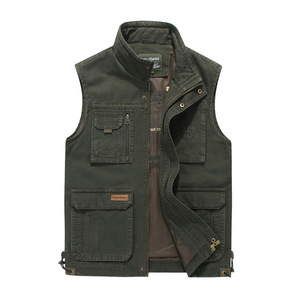 吉普战车男士春秋季马夹纯棉休闲马夹多口袋摄影背心时尚男士坎肩