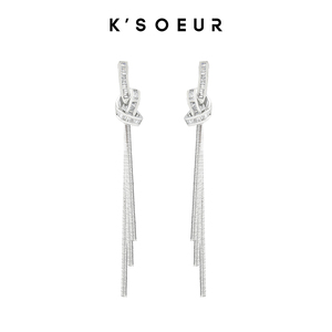 K姐 S925银针 打结流苏耳钉 新品长款气质小众高级感时尚个性耳环