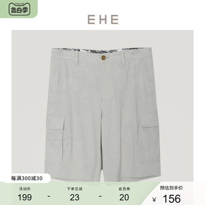 EHE男装 夏季新款原创设计工装风亚麻混纺休闲短裤男裤子