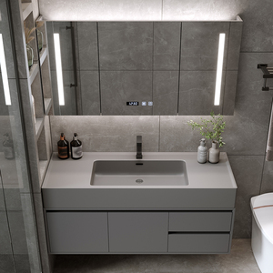 新时尚浴室柜柜组合简约现代岩石一体洗脸洗手盆卫生间台盆洗漱台