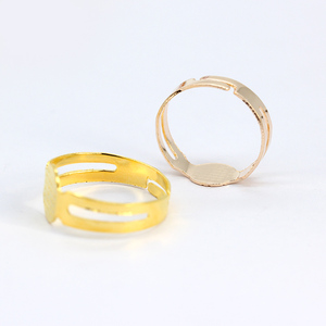 手工DIY戒指托首饰制作配件可调整开圈空托金银色戒指指环托50个