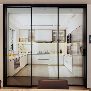 上海三联动推拉门玻璃隔断厨房推拉门阳台极窄铝合金吊轨移门定制