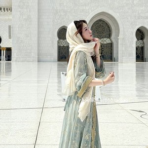 迪拜埃及土耳其公主旅拍照大码显瘦长袍摩洛哥异域民族风度假裙子