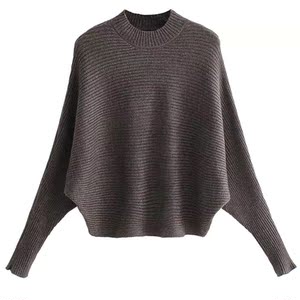 高腰蝙蝠袖毛衣