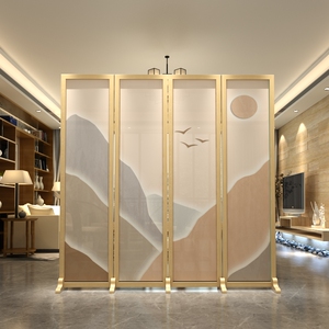 日式屏风隔断客厅餐厅办公简约酒店遮挡折叠移动新中式实木玄关墙