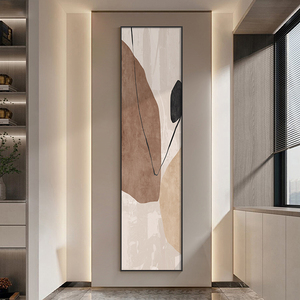 侘寂风长条客厅挂画竖版入户走廊过道壁画艺术玄关装饰画2023新款