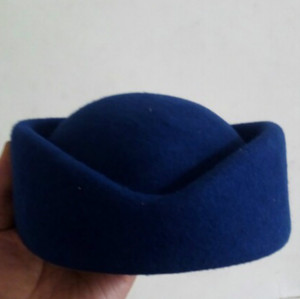 新疆乌鲁木齐铁路女帽 高铁动车女乘务员帽子 深宝蓝色礼帽送帽徽