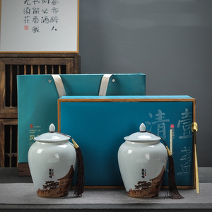 风雅颂茶叶包装礼盒陶瓷罐碧螺春龙井茶红绿白茶空盒子定制密封罐