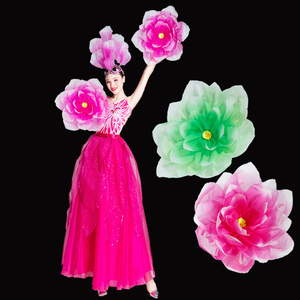 舞蹈道具手拿花广场舞手花演出道具花手腕大型演出舞蹈手花牡丹花