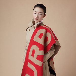 【周冬雨同款限量围巾】burberry 格纹徽标羊绒围巾80374941