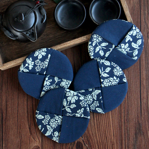 非成品#中式古典禅意功夫茶杯垫隔热茶杯垫茶道手工布艺diy材料包