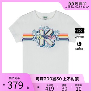 kenzo/高田贤三 新款女士海浪字母印花短袖t恤潮牌宽松纯棉时尚