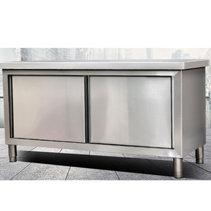 定制商用不锈钢工作台厨房碗柜调料台拉门移门储物柜打荷台