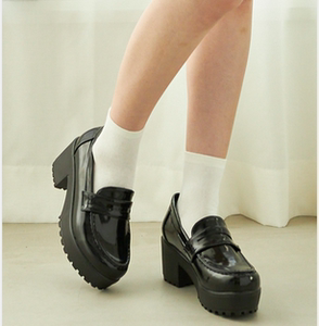 日本代购grl女装2022春季新款英伦风舒适好穿圆头厚底单鞋