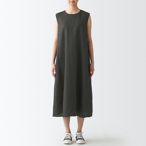 无印良品 muji 女式 亚麻水洗 无袖连衣裙