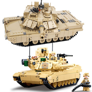 开智积木艾布拉姆斯主战坦克M1A2防空装甲车两栖步兵战车拼装玩具