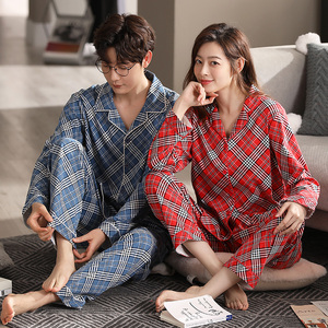 zoya佐雅秋冬新款纯棉情侣格子长袖睡衣家居服 a115710,a125710