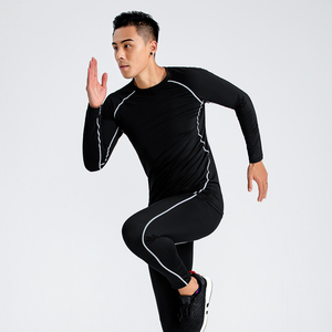 高弹男紧身衣成年篮球打底运动服套装加厚健身内衬打底长袖紧身服