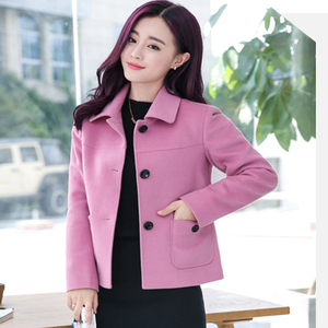 春秋冬新款女士超短款毛呢大衣韩版修身小款女装羊毛呢小香风外套