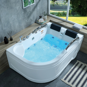 情侣双人泡泡按摩浴缸1.8米智能豪华冲浪浴缸带扶手方形恒温彩灯