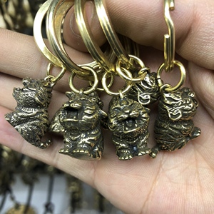 虎年复古虎头铃铛经文铜铃纯黄铜铃铛汽车钥匙扣小挂件地摊爆款新