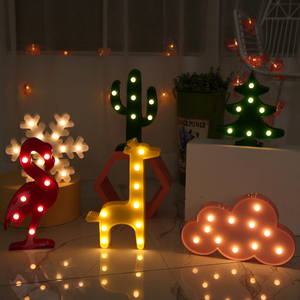 LED发光造型小夜灯儿童生日派对装饰室内场景布置表白字母数字灯