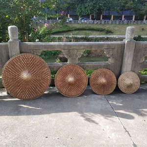 广西特色纯手工竹编斗笠尖头防雨防晒竹编帽子