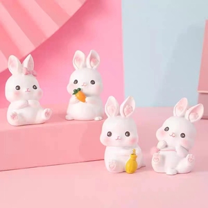 宝宝周岁白天小兔子儿童生日蛋糕装饰摆件可爱萝卜兔兔可爱风派对