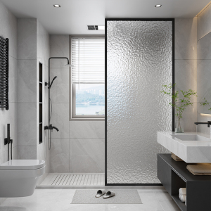 轻奢长虹钢化玻璃隔断卫生间淋浴房客厅入户现代简约铁艺水纹屏风