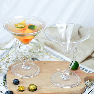 鸳鸯高脚慕斯杯布丁杯红酒香槟200ml一次性ps硬塑料果汁杯冷饮杯