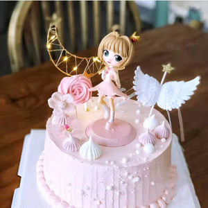 蛋糕装饰烘焙百变魔法小樱公主美少女战士摆件仙女卡通生日插件