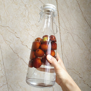 大口玻璃瓶酒瓶 泡青梅的瓶子密封手提饮料瓶2斤装透明果酒空瓶子
