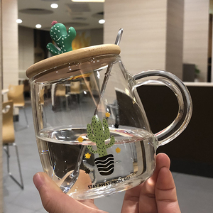 玻璃茶水杯透明带手柄