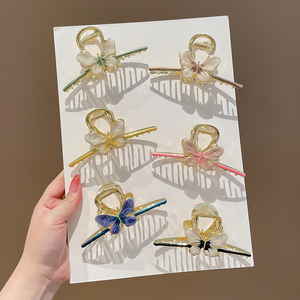 蝴蝶金属抓夹女气质鲨鱼夹头饰发卡大号发夹高级感夏季夹子发饰