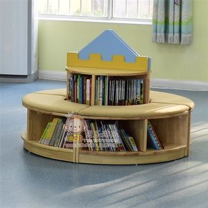 幼儿园图书室阅览室城堡书架区角图书架绘本架图书室软包可座书架