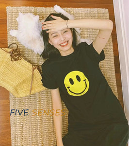 loewe/罗意威 2021春夏笑脸印花logo短袖上衣男女同款圆领休闲t恤