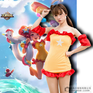 手游cos动漫王者小乔cosplay皮肤 独角兽 假日连体泳衣泳装cos服