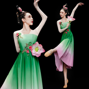 古典舞蹈服女飘逸中国风荷塘月色演出服成人新款独舞艺考表演服装