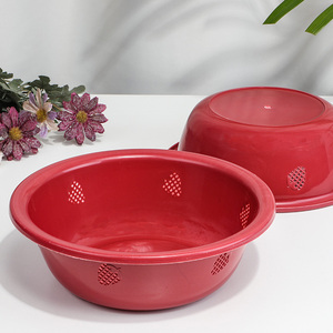 特价草莓盆加厚圆形塑料红盆回料脸盆樱桃猕猴桃大号水果采摘盆子