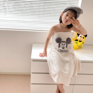 儿童卡通迪士尼浴巾可穿裹家用女速干超吸水宝宝游泳洗澡抹胸浴袍