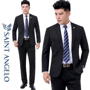 报喜鸟商务正装西服套装男士休闲职业上班中年羊毛料干部领导西装