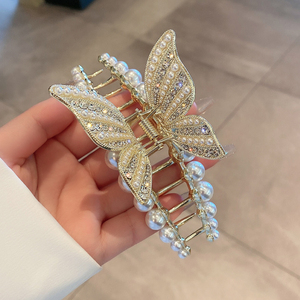 珍珠蝴蝶鲨鱼夹大号抓夹中号高级感发夹春夏后脑勺仙气顶夹侧边夹